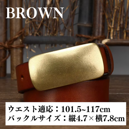 ［これでデブもシャツインで激シブおじ］カウレザー真鍮バックルベルト