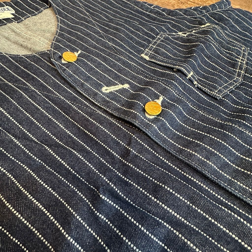 ［Tシャツに羽織るだけでワンランク上のイケオジ］ストライプデニムワークベスト