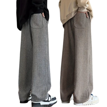 ［いつものジーンズと切り替えるだけ！］ルーズストライプワイドパンツ