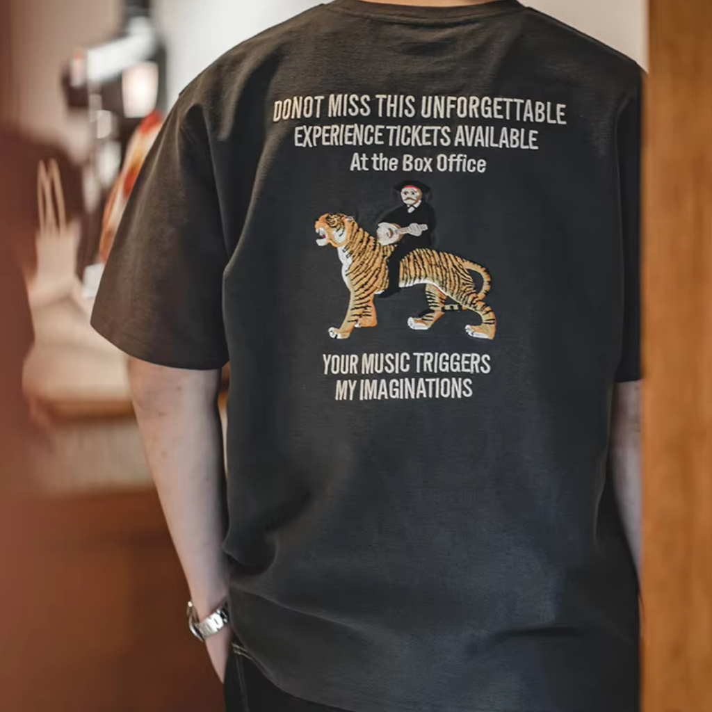 ［背中で語る男］タイガー刺繍Tシャツ