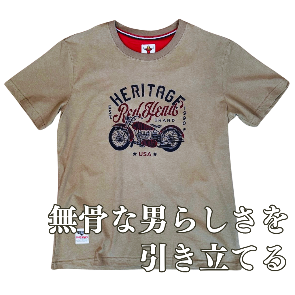 【バイク×カーキの男前T】無骨でワイルド、それが正解
