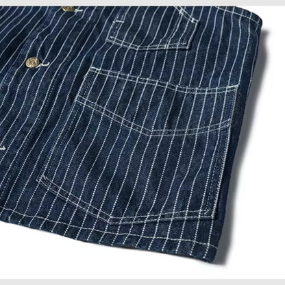 ［Tシャツに羽織るだけでワンランク上のイケオジ］ストライプデニムワークベスト